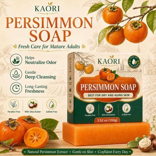 Persimmon Soap Green Tea Extract For Dry Aging Skin Unisex 1pc