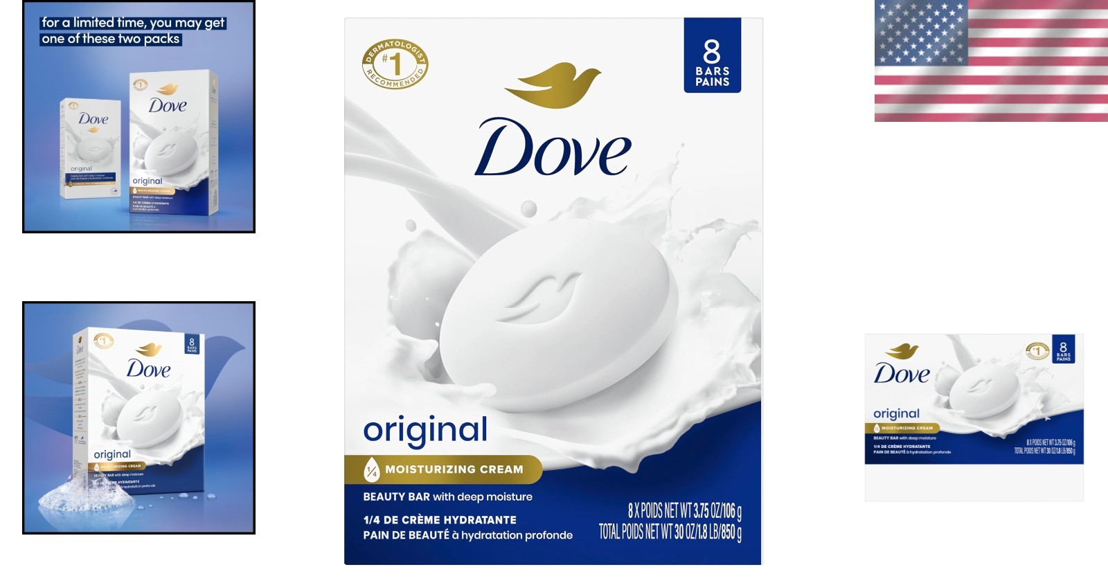 Dove Beauty Bar Soap 8 Pack – Dermatologist Recommended for Soft, Smooth Skin