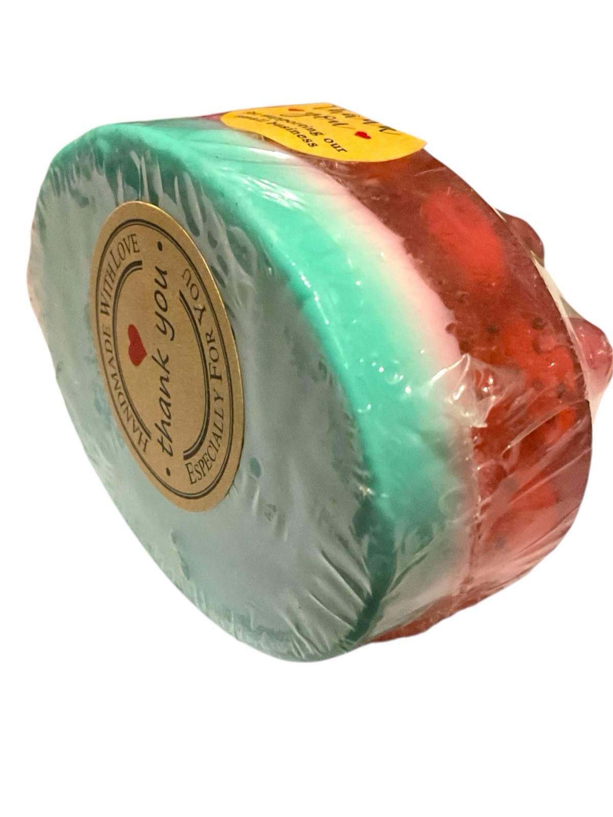 Exfoliating Oval Massage Soap Bar Red Green White Watermelon Poppy Seeds 5 oz