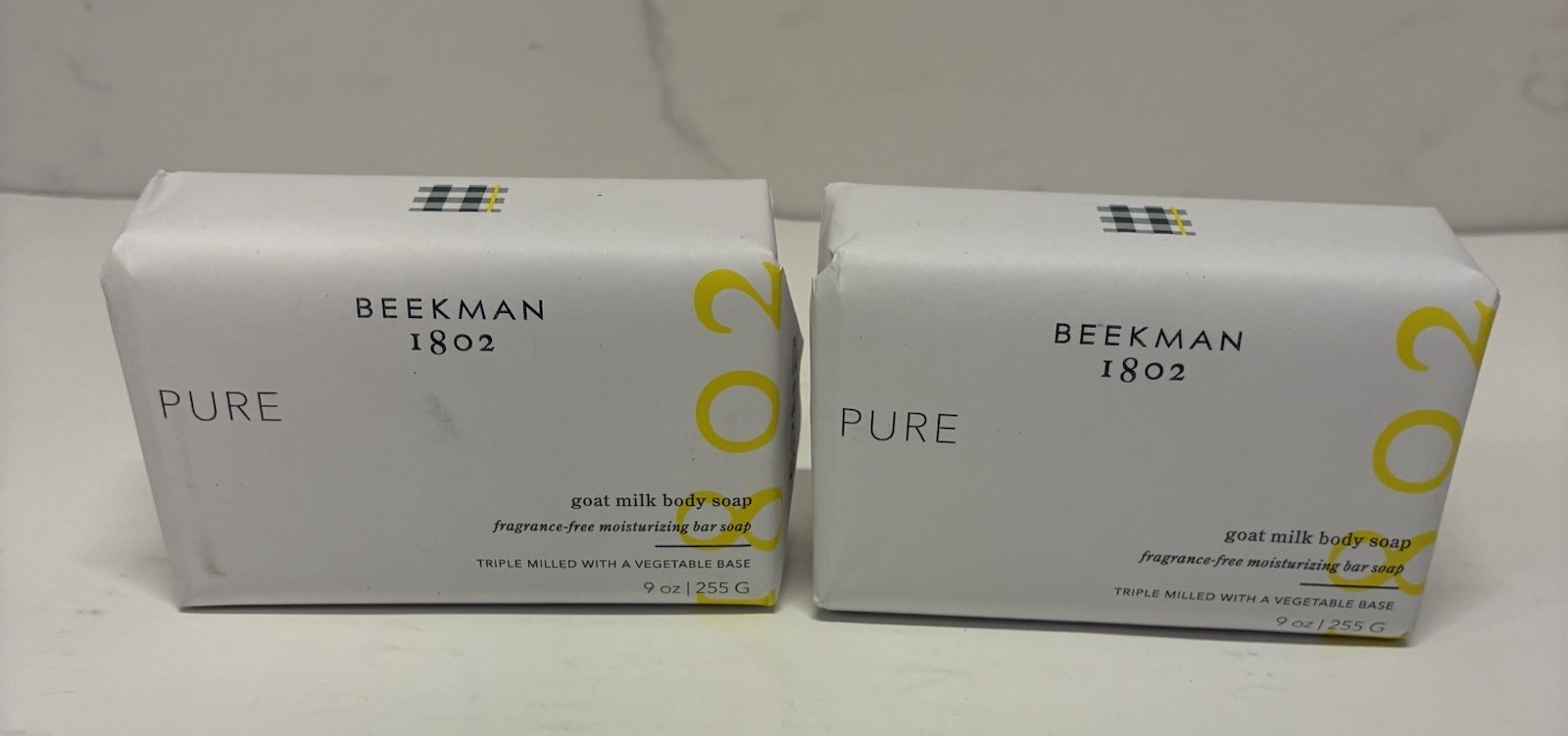 BEEKMAN 1802 Pure Goat Milk 9 oz Bar Soap Set of 2 Fragrance Free NEW