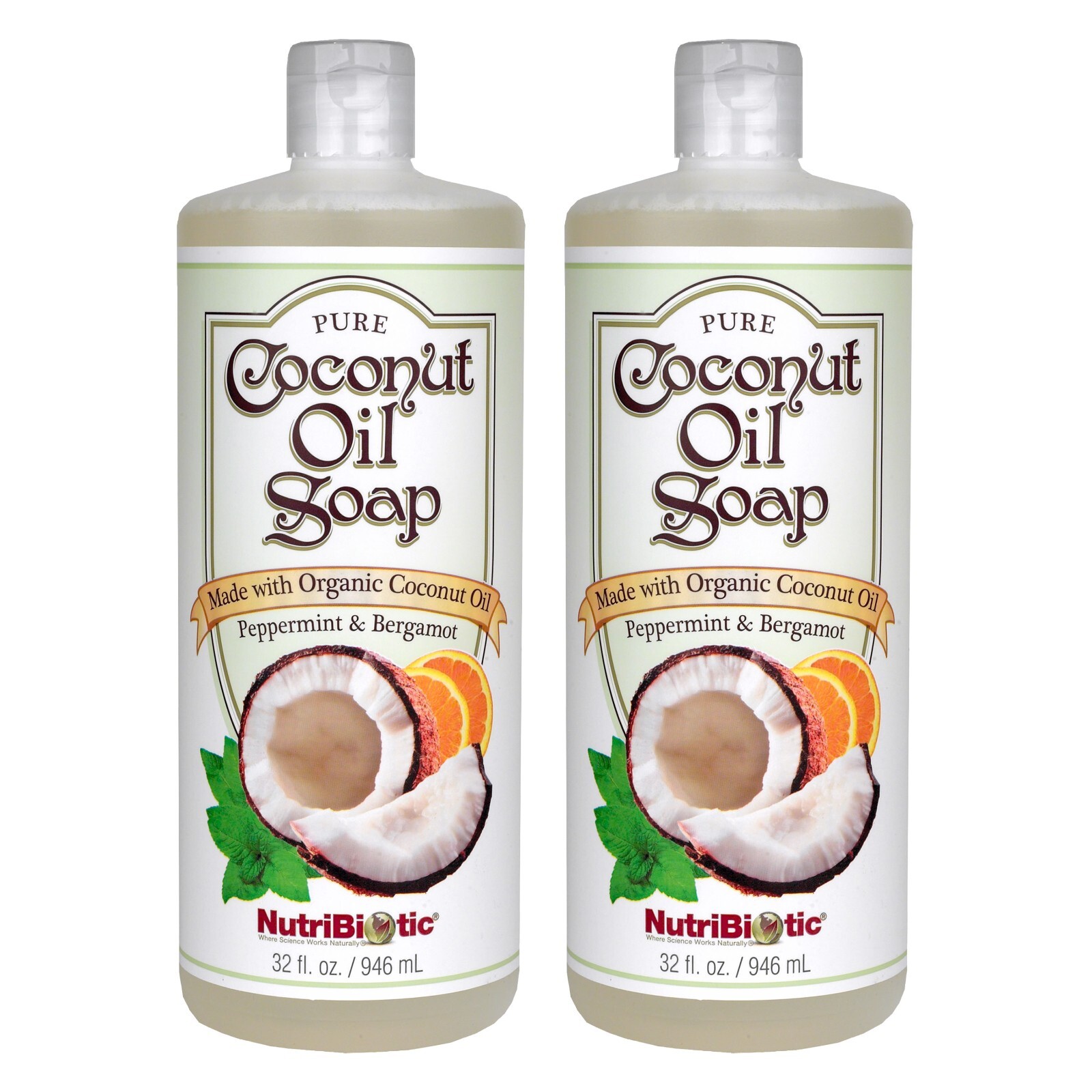 NutriBiotic – Organic Coconut Oil Soap, Peppermint & Bergamot – Free of Sulfates