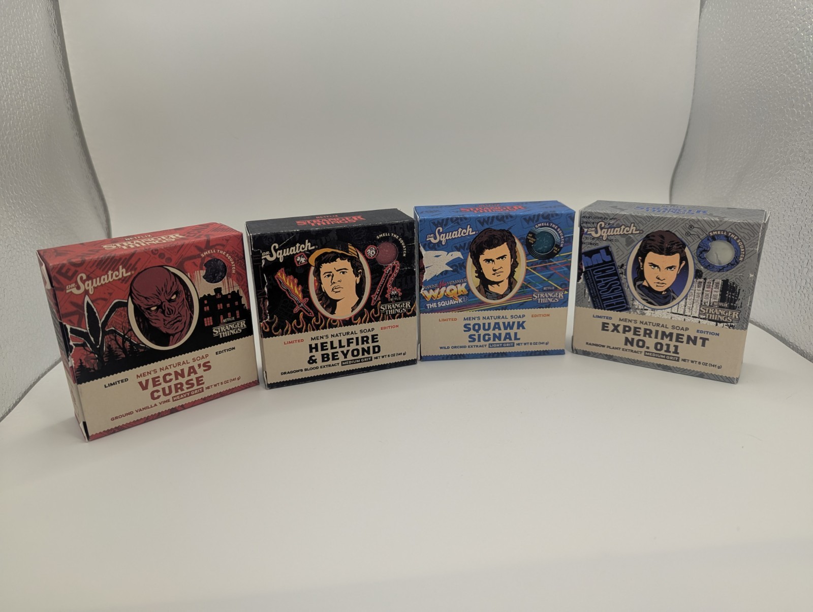 Dr Squatch Stranger Things Full Set 4 Bars Vecna Hellfire Squawk Experiment NEW