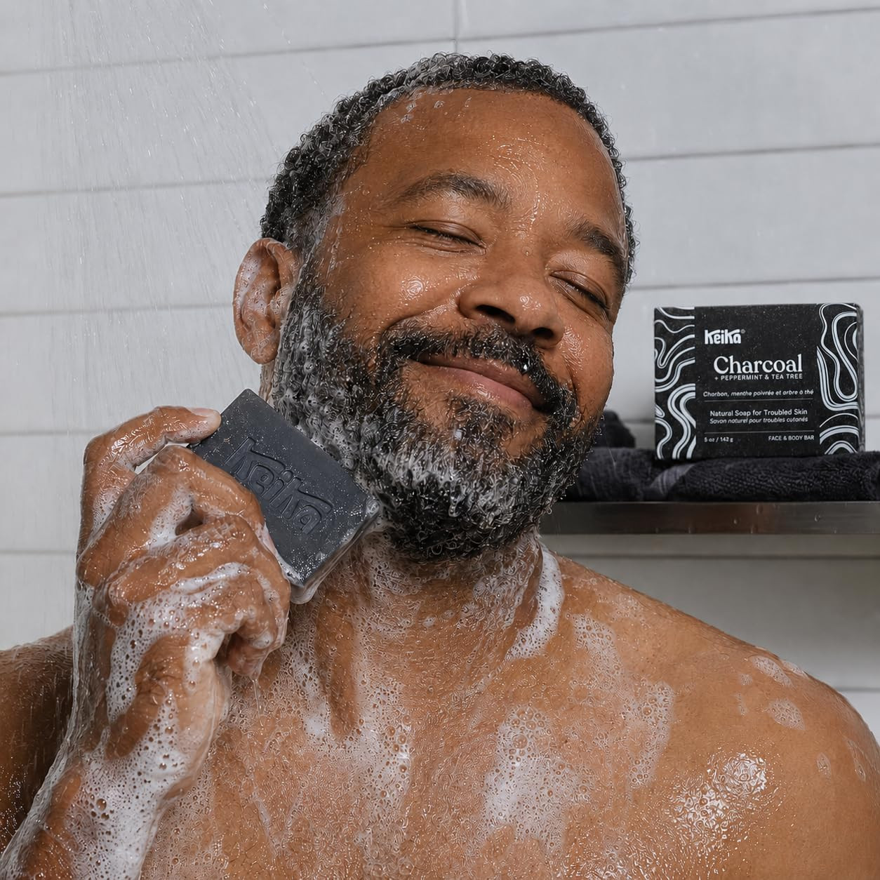 Charcoal Black Soap Bar for Eczema, Psoriasis, Face, Body, Men Women Teens with