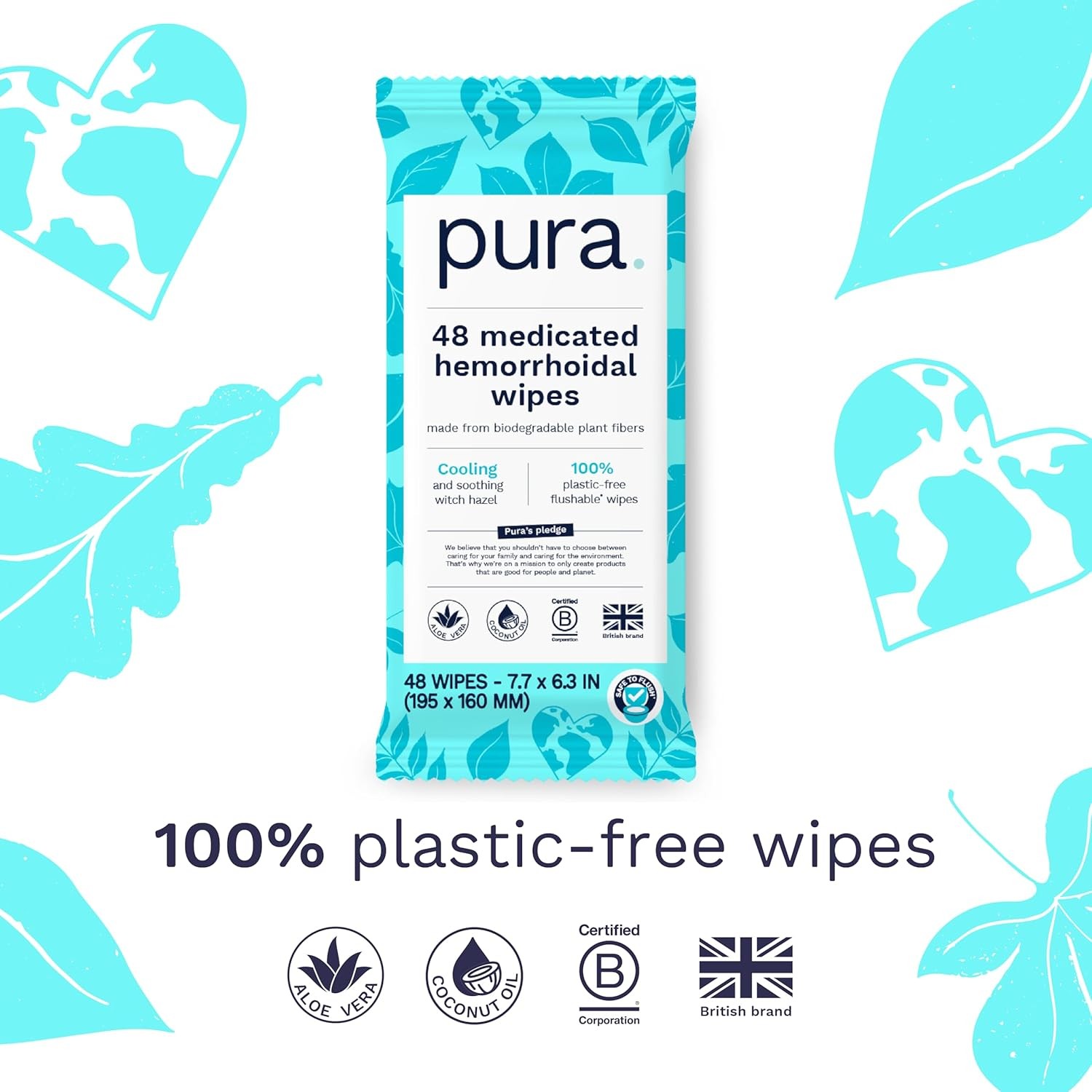Extra Large Flushable Medicated Wipes for Hemorrhoid Relief Pura XL Fragrance