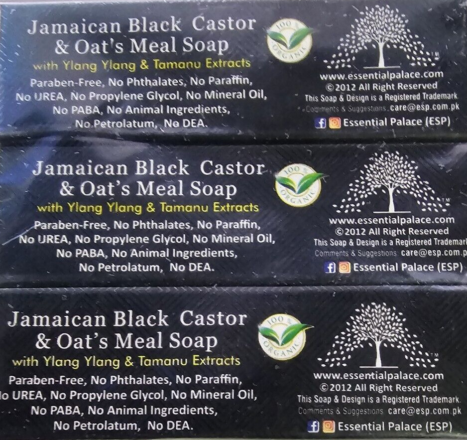 JAMAICAN BLACK CASTOR SOAP & Oat’s Meal Soap/Ylang Ylang & Tamanu Extracts 3 Ct