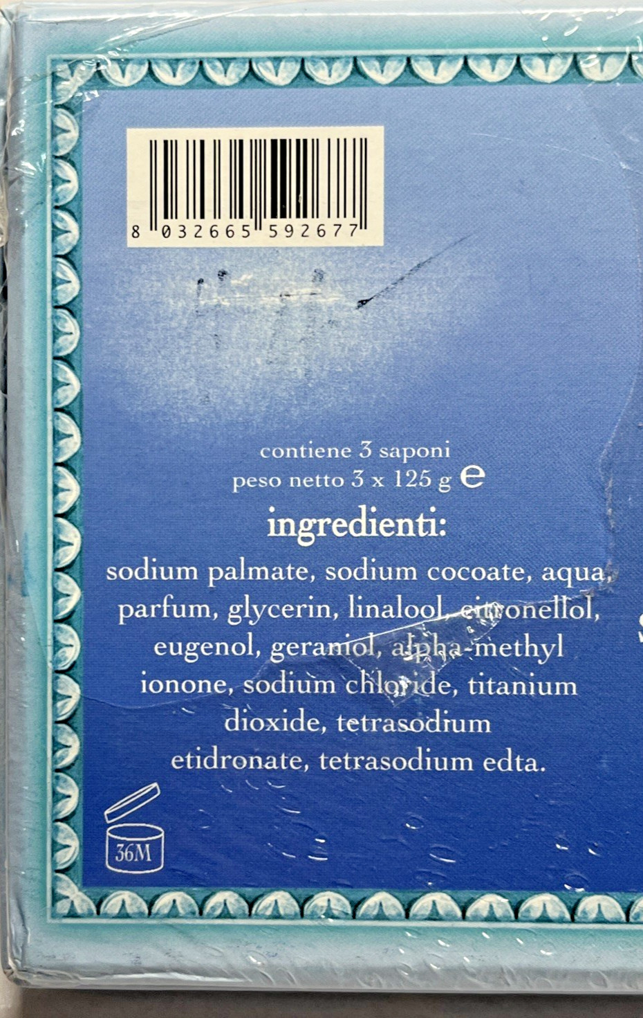 Saponificio Artigianale Fiorentino Acqua Marina Bar Soap From Italy 3 x 4.40oz