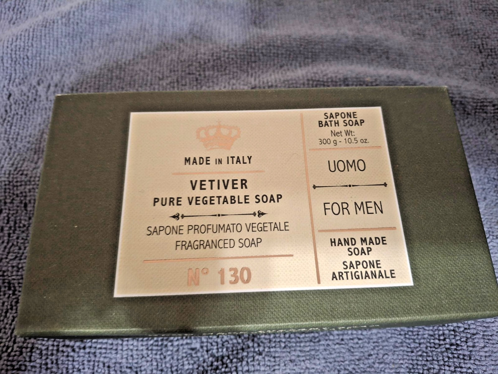 NEW In BOX Vetiver Pure Vegetable Soap MEN Italian Sapone 10.5 Oz Bar Tuscany