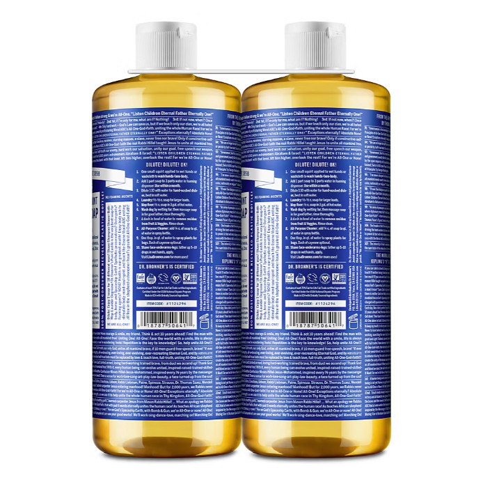 Dr Bronner’s Peppermint Pure-Castile Soap, 2 pk./50 oz. (NO SHIP TO CA STATE)