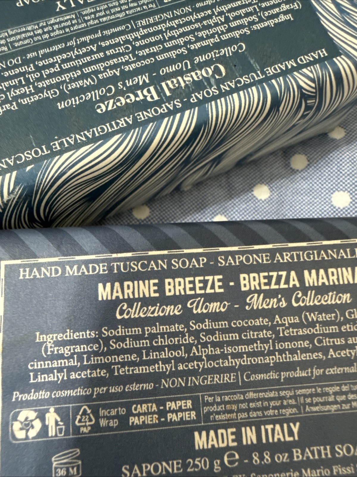 2 SAPONERIE MARIO FISSI SRL 8.8OZ Coastal-marine Breeze Men Bath Bar Soap Italy