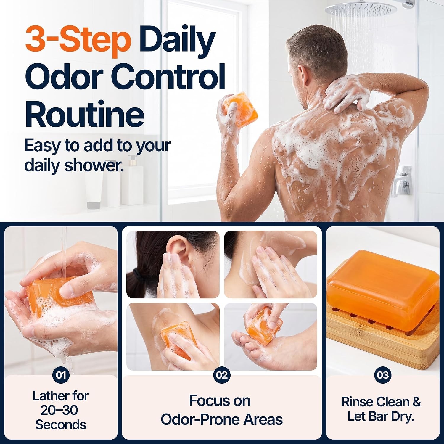 Persimmon Soap for Body Odor: 3 Bars Natural Persimmon Bar Soap for Old Peopl…