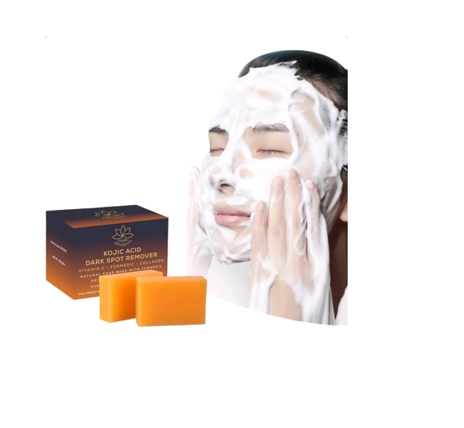 Kojic Acid Dark Spot Remover Soap Bars with Vitamin C Retinol, Collagen Turmeric