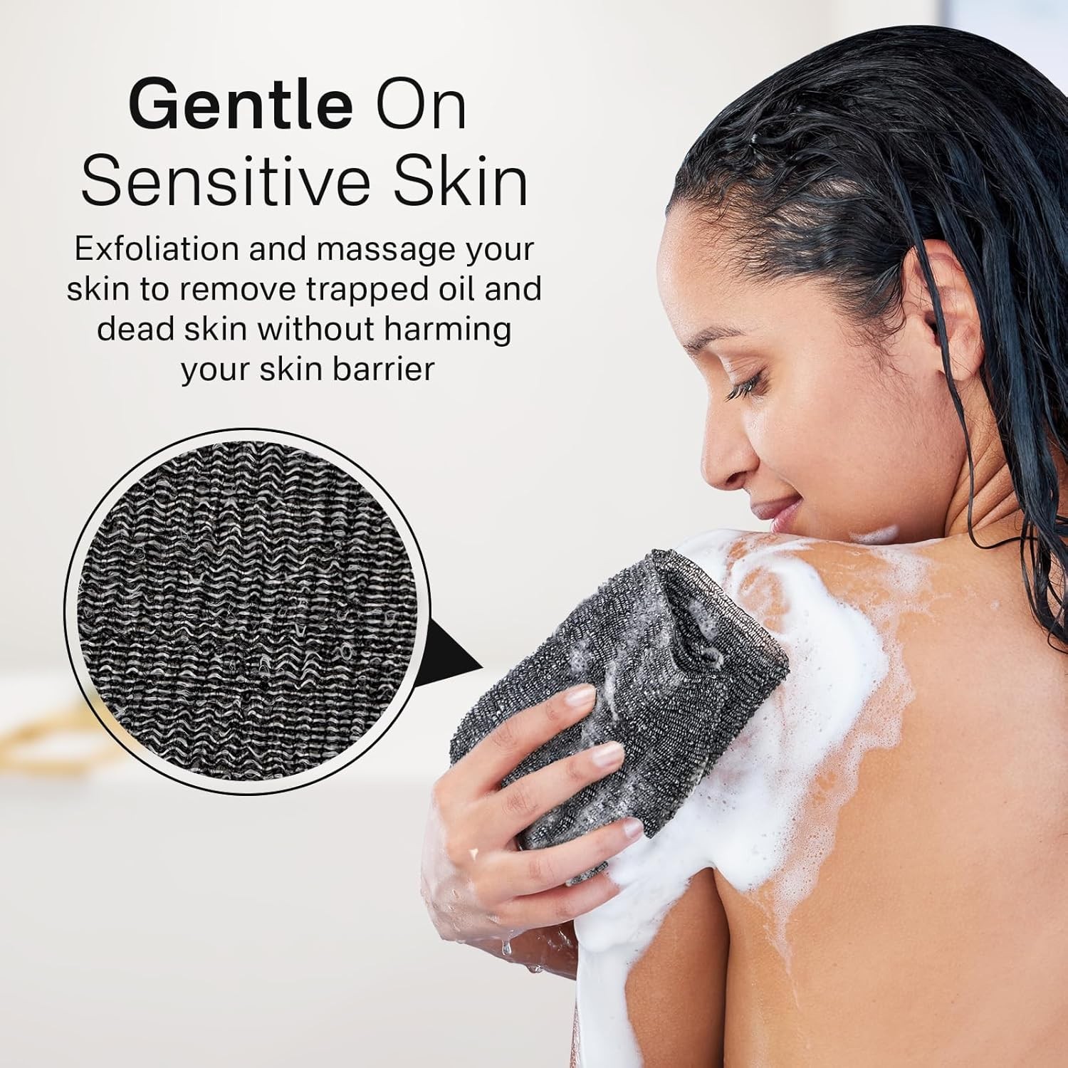 Yiclick Exfoliating Washcloth Towel【3 Pack】- Body Scrubber Black