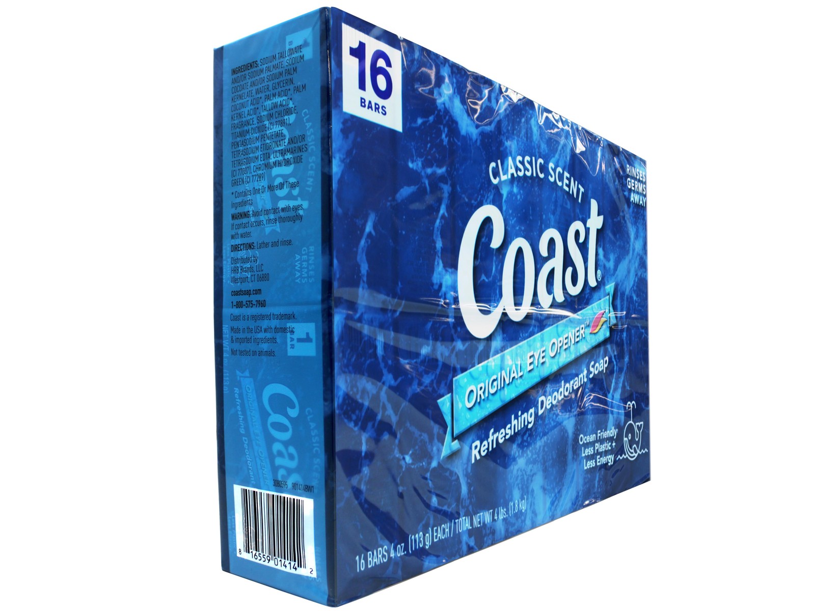 4 Pack Coast Refreshing Deodorant Bar Soap Classic Scent, 16 Bars, 4 oz Each