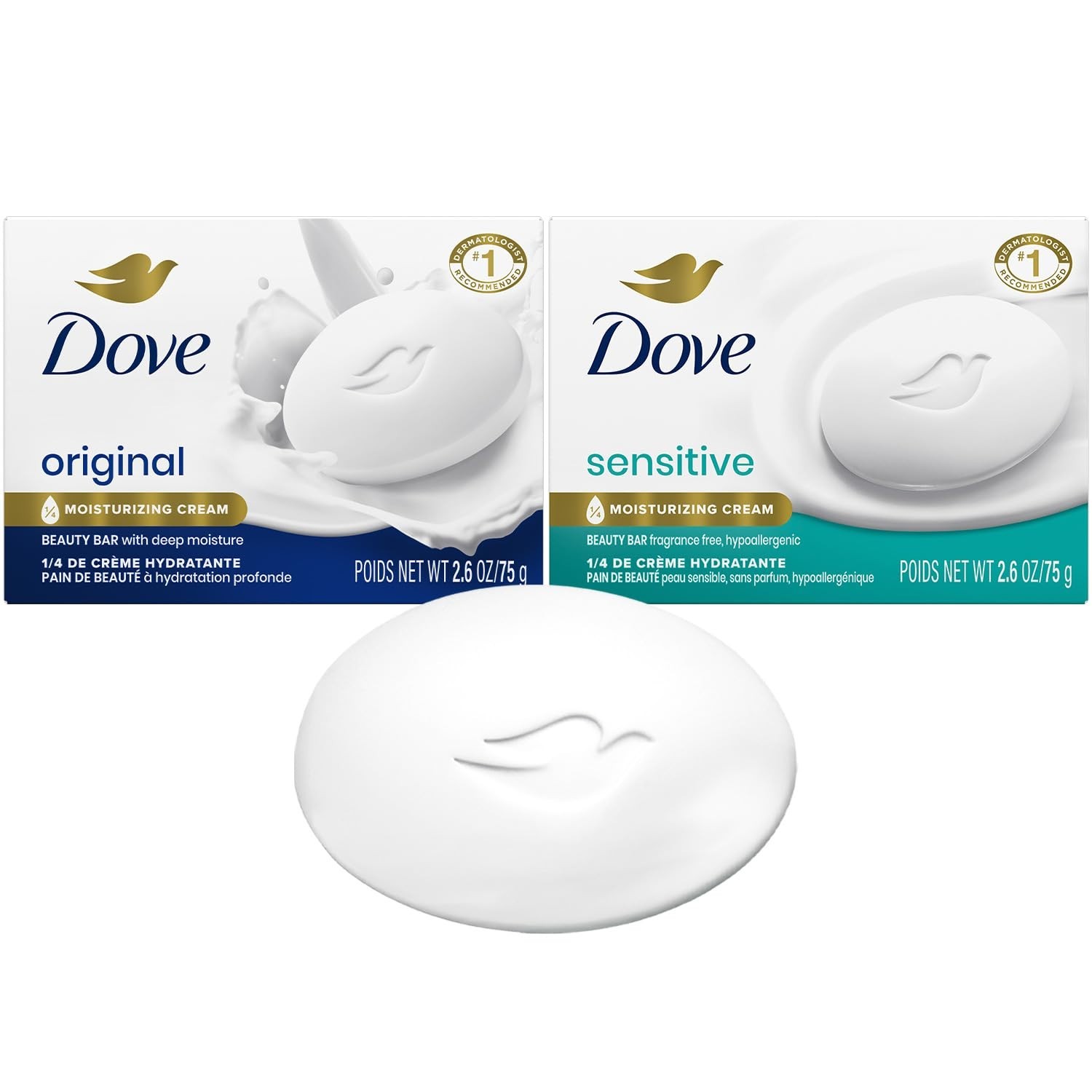 Dermatologist-Approved Dove Soap Bars: 2-Pack for Gentle, Moisturizing Cleanse