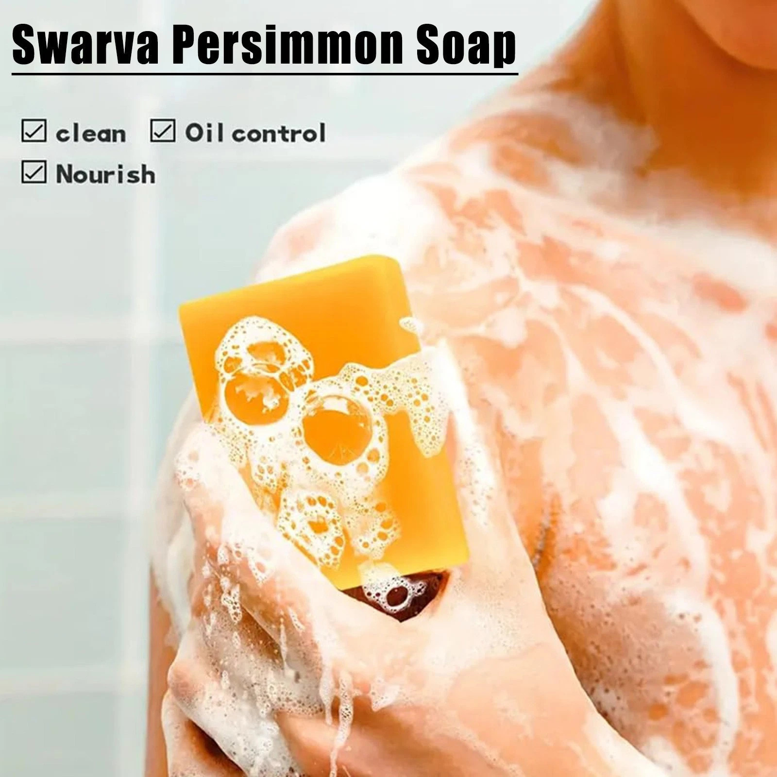 Swarva Deodorizing Persimmon Soap Anti-Aging Body Bar with Foaming Net