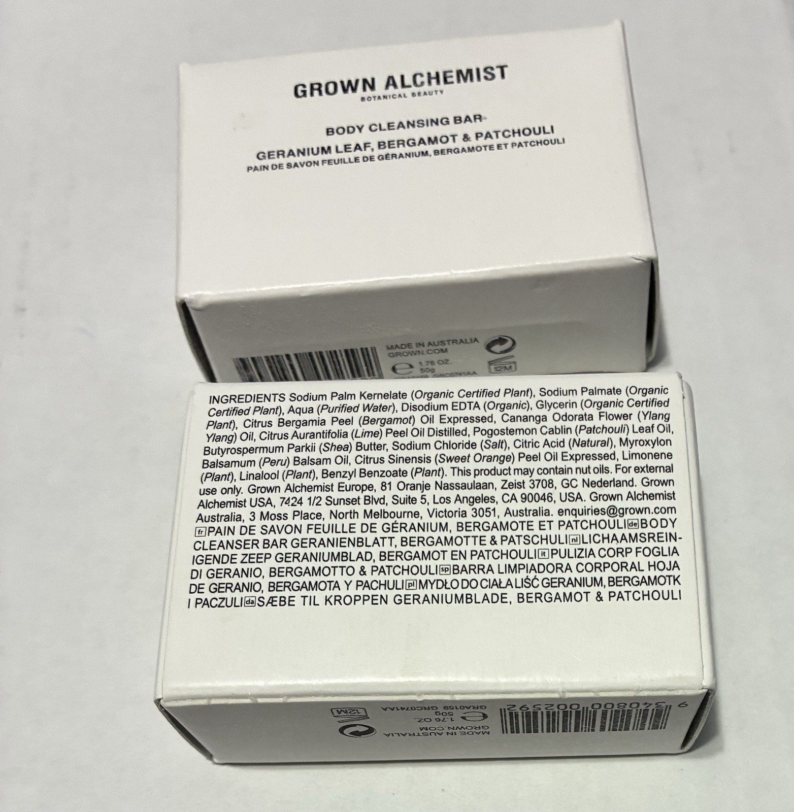 Grown Alchemist Body Cleansing Bar Geranium Bergamot Patchouli 1.76oz Set of 3