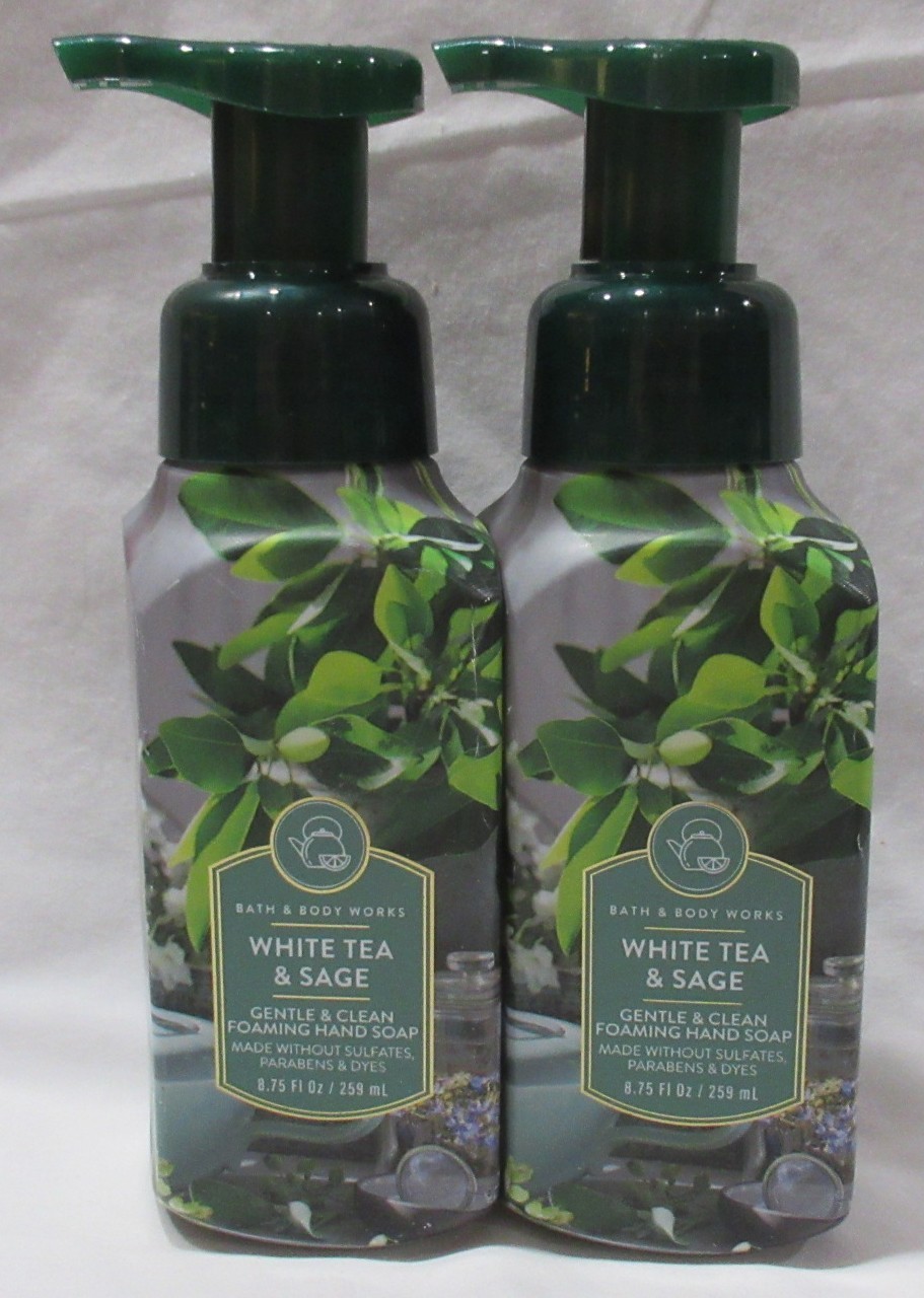 Bath & Body Works Gentle & Clean Foaming Hand Soap Set Lot of 2 WHITE TEA & SAGE