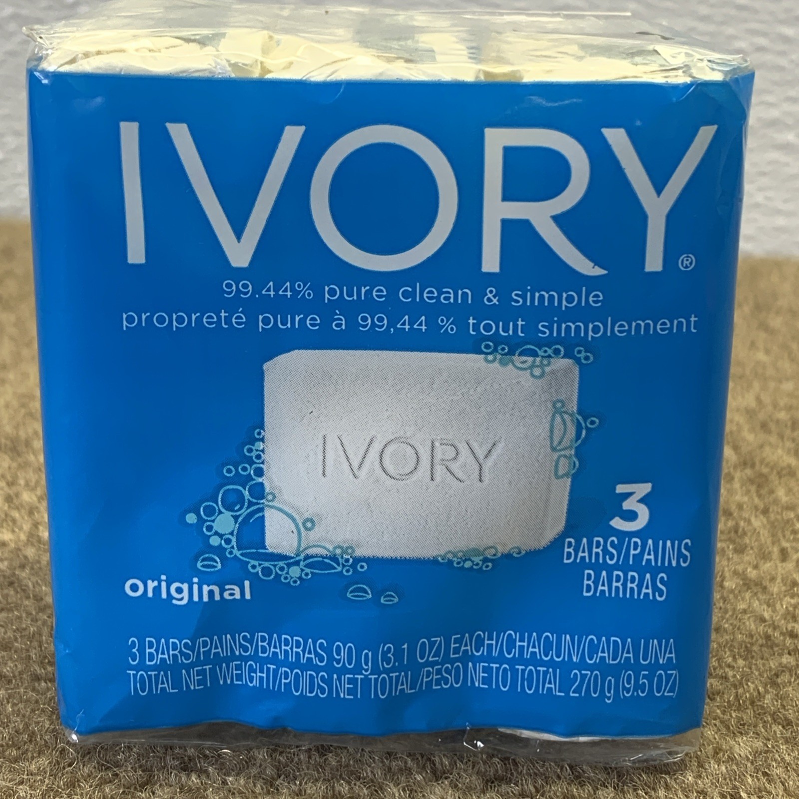 Vintage Original Ivory Bar Soap 3 Pack 9.5oz 99.44% Pure Clean Simple SEALED