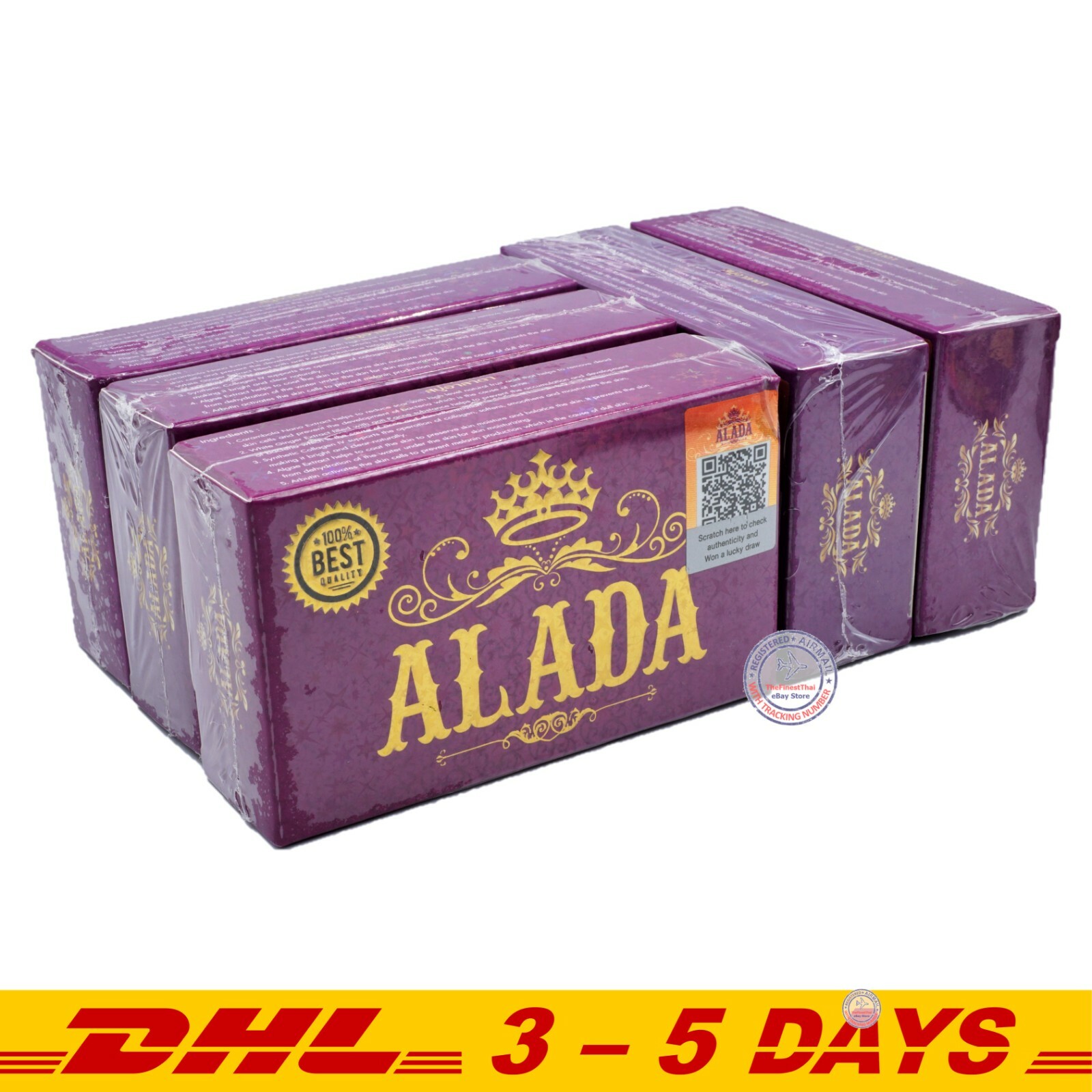 Alada Whitening Soap Natural Extract Face & Body Naturally Brightening 160g x 5