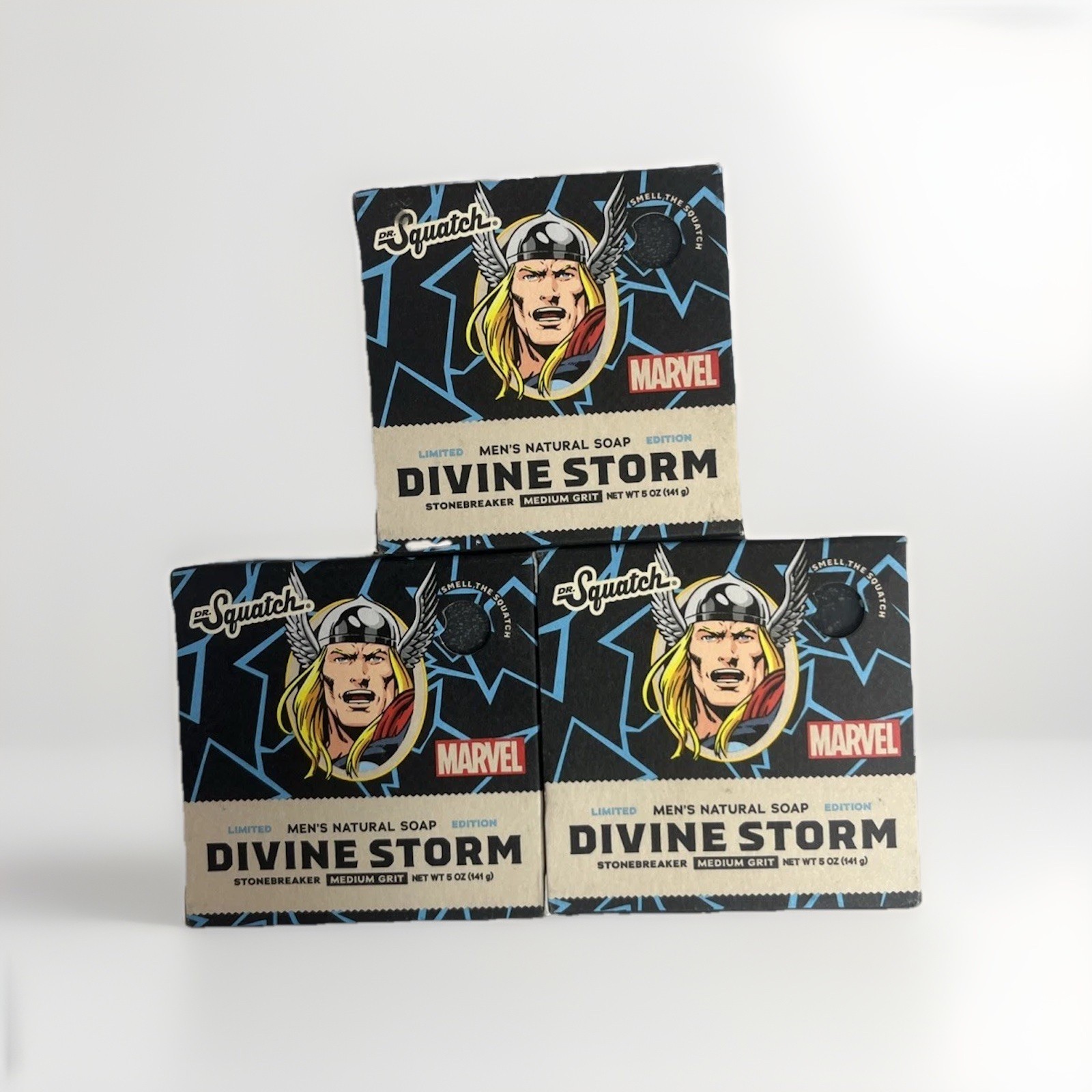 3 Pack Dr Squatch Divine Storm Thor Limited Edition Soap Marvel Avengers