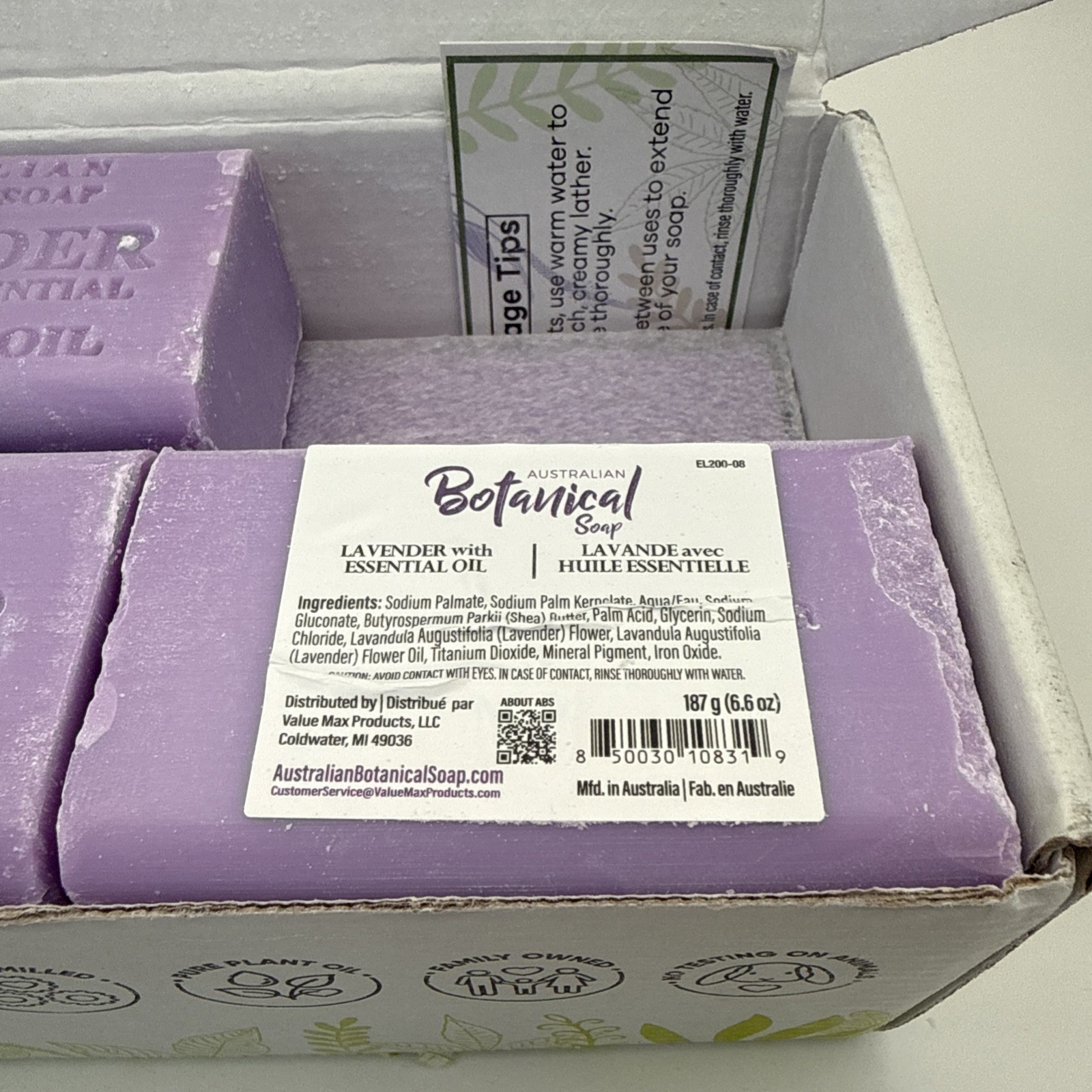 LOT OF 7 ~ Australian Botanical Soap ~ LAVENDER ~ 6.6 Oz X 7 NEW IN BOX
