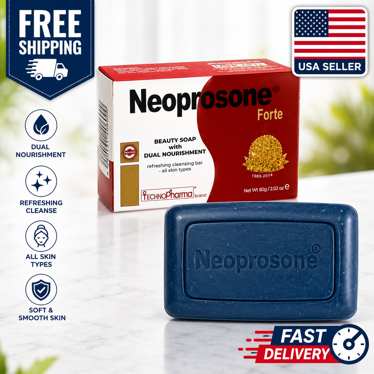 Neoprosone, Skin Brightening Soap | 2.82 oz / 80 g | Exfoliating Soap, All Skin