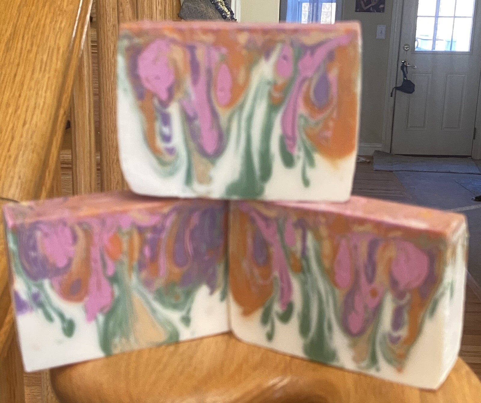Handcrafted Swirl Soap Orange, Pink, Green, Purple