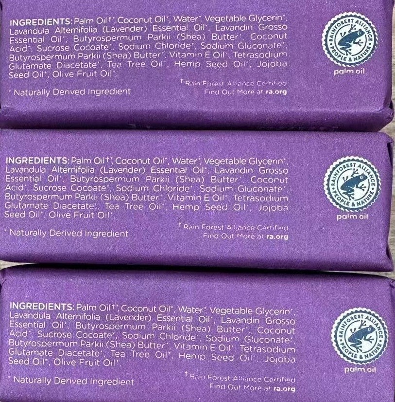 Sunaroma Calming Body Bar Lavender Shea Butter & Vitamin E Oil, 8oz X3 Bars