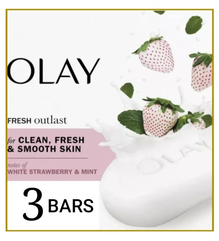 NEW! OLAY (3-BARS) 4 Oz. Bars ●COOLING WHITE STRAWBERRY/MINT● Fresh Outlast.