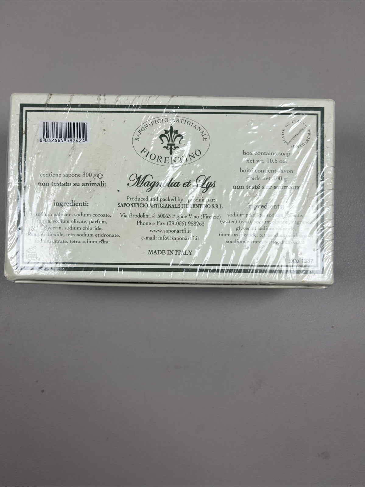 Saponificio Artiganale Magnolia and Lily Soap Handmade Bar 10.6 oz