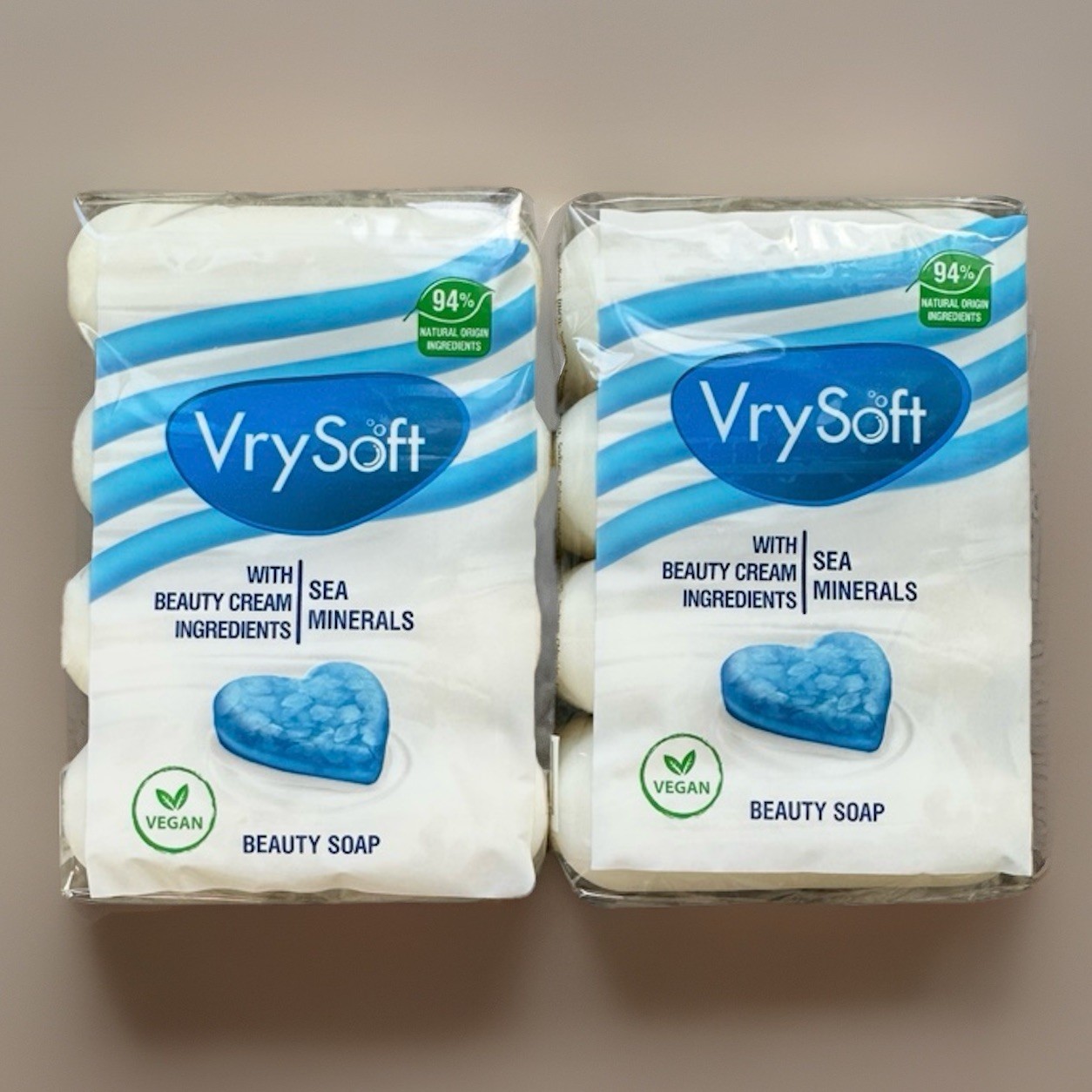 2 Packs VrySoft Beauty Soap SEA MINERALS 4 Bars Each 8 Total Vegan Natural