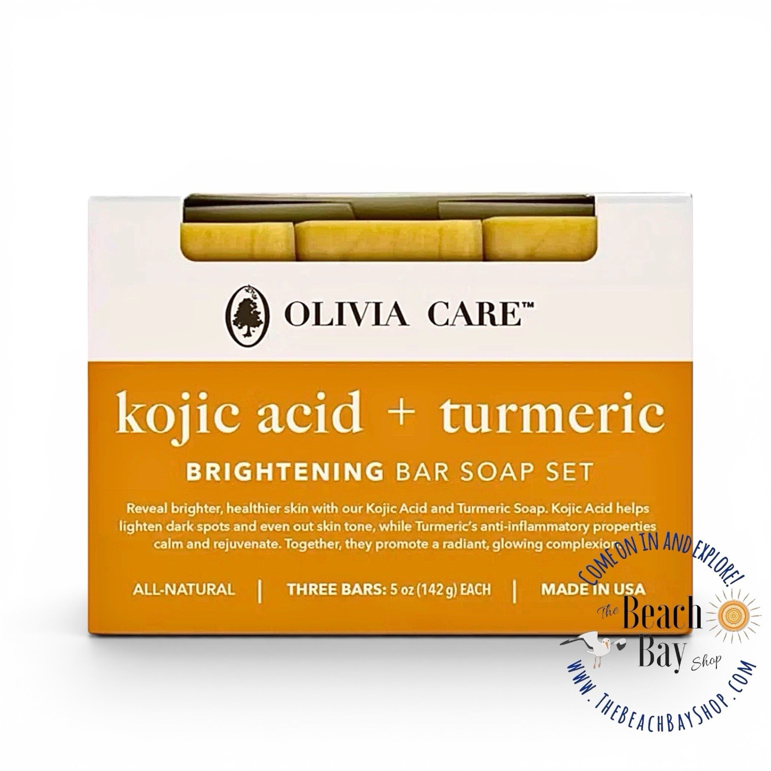 Olivia Care Kojic Acid Turmeric Brightening Bar Soap Set 3 bars / 5 oz