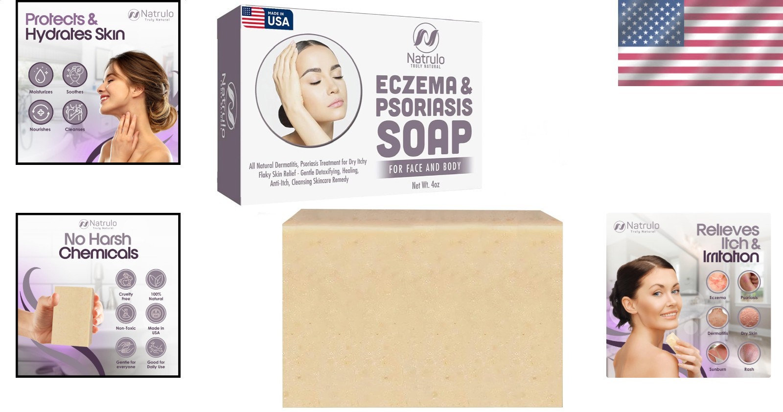 All Natural Detoxifying Face Body Bar for Sensitive Itchy Scalp Skin Relief