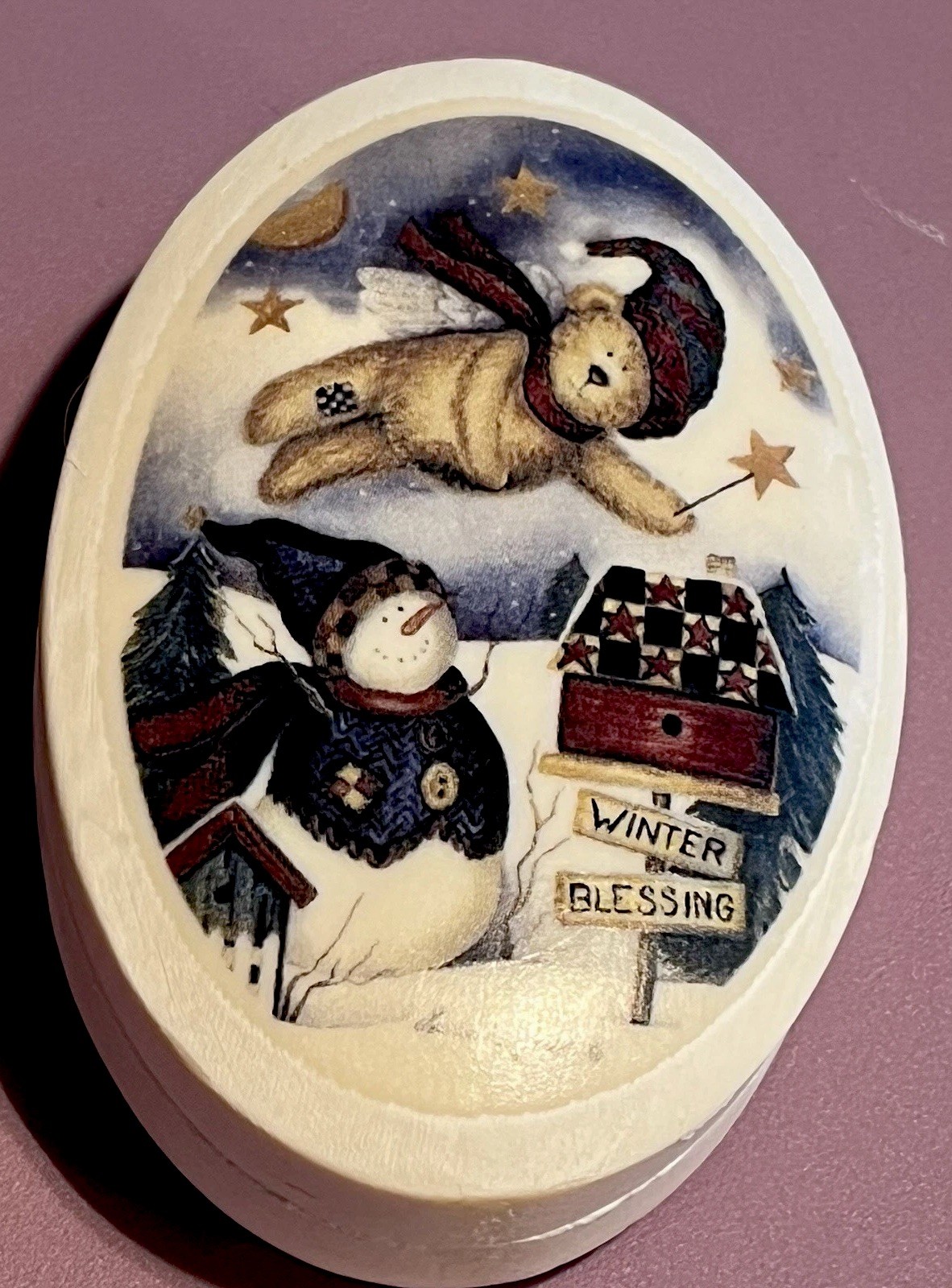 Two Vintage Soap Art Bars Featuring (1) Snowman & Angel Bear, (2) White Kitten