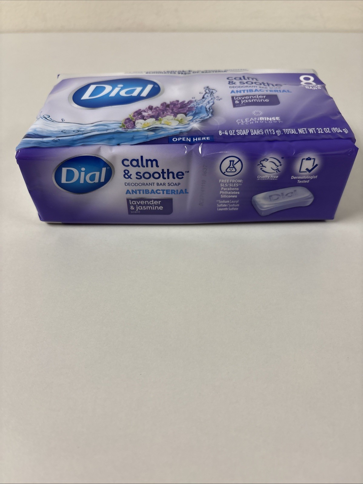 Dial Lavender & Jasmine Antibacterial Calm & Smoothe Deodorant Soap 8 Bars B58