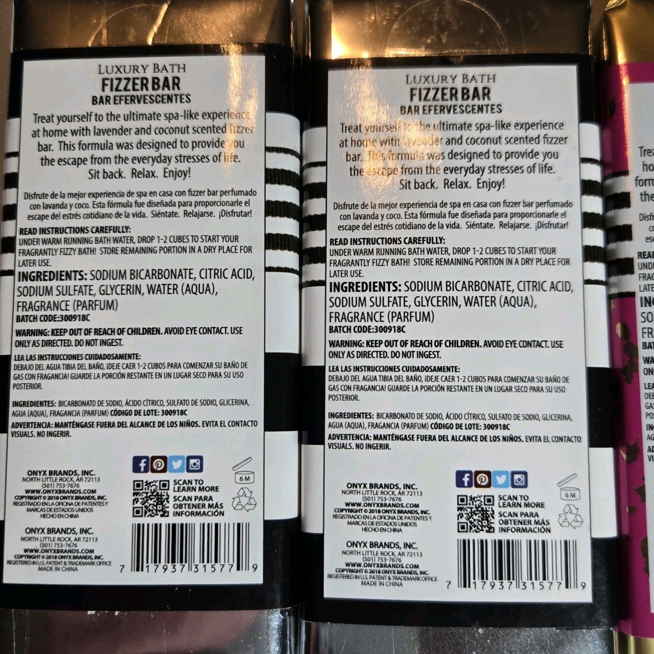 Lot of 4 Onyx Bathhouse Luxury Bath Fizzer Bars Cherry Blossom Lavender Coconut