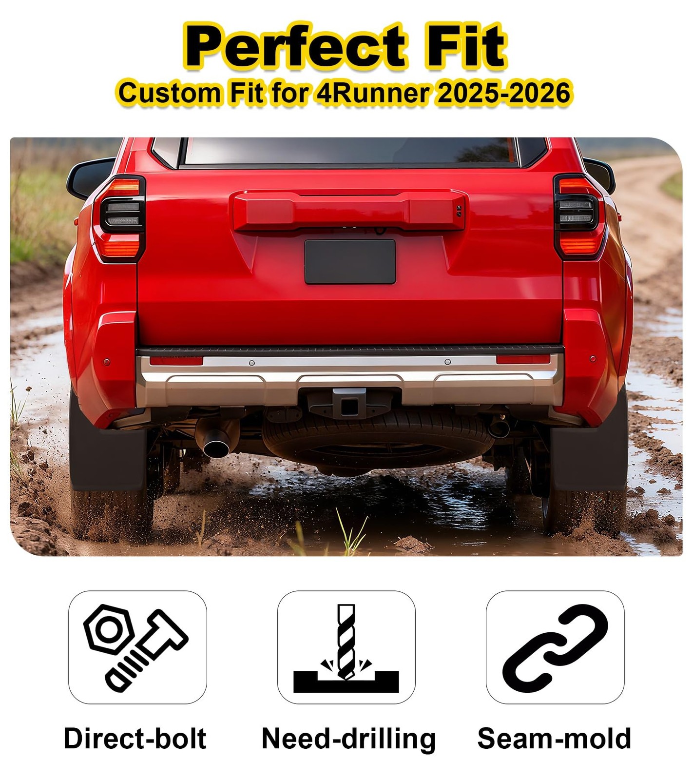 OEM-Style Mud Flaps for 2025-2026 Toyota 4Runner Splash Guards, Normal | Pain…