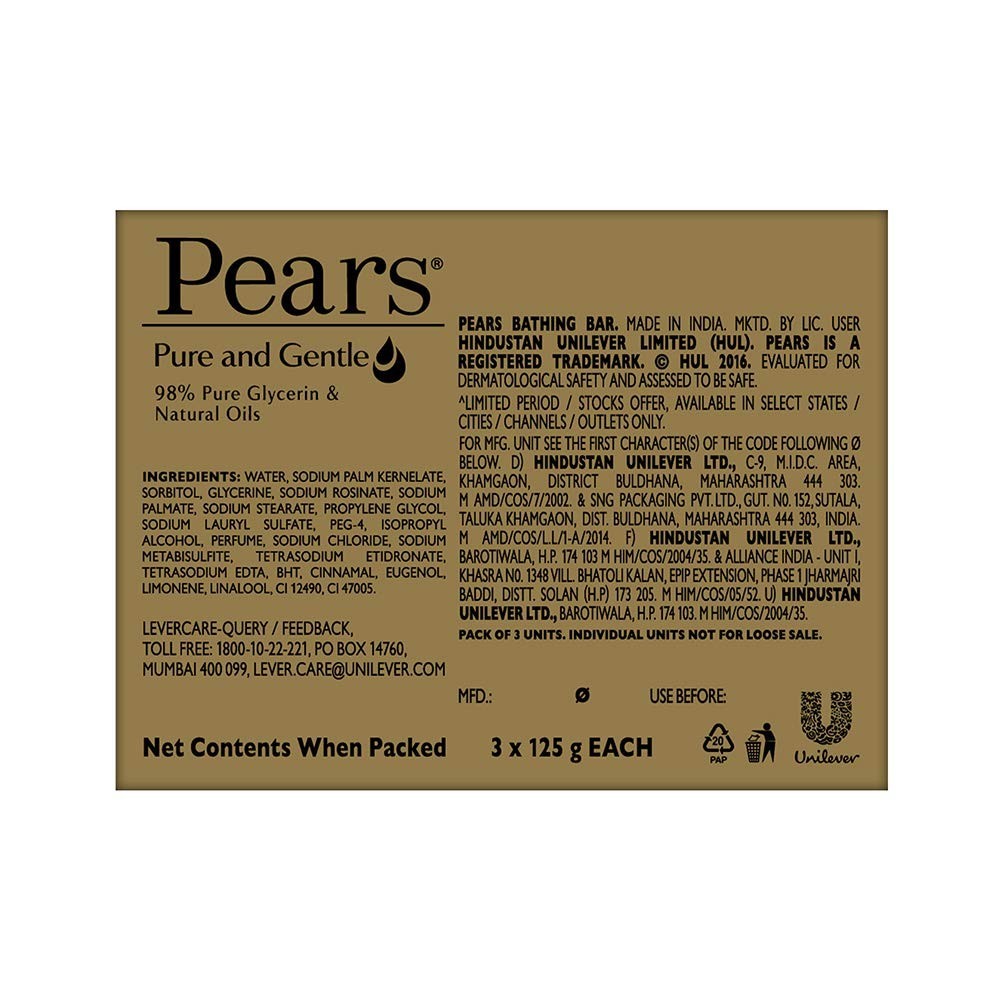 Pears Pure & Gentle Soap 3 x 125 g
