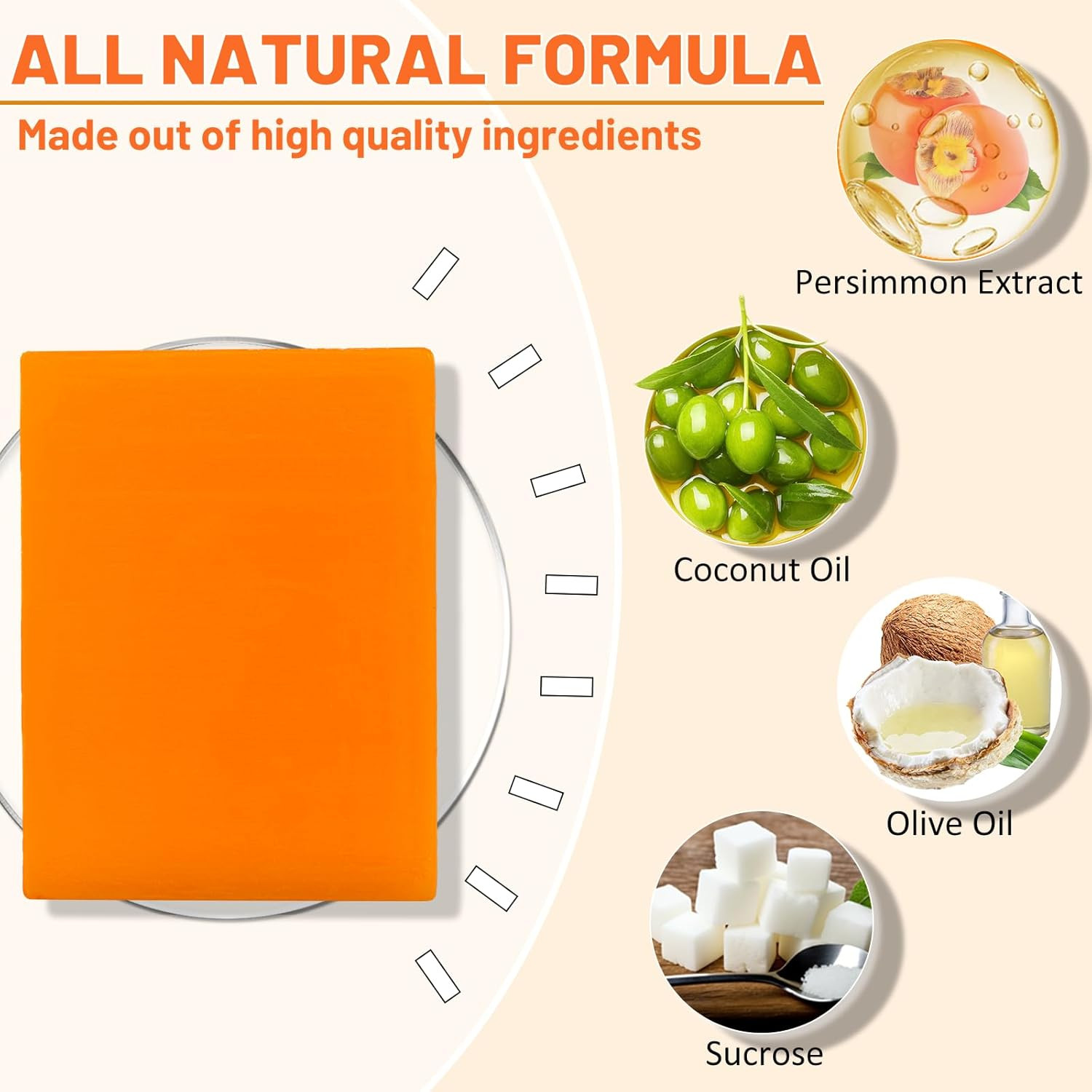 3 PCS Persimmon Soap Bar for Old People Smell, Natural Deodorant Body Face Bar