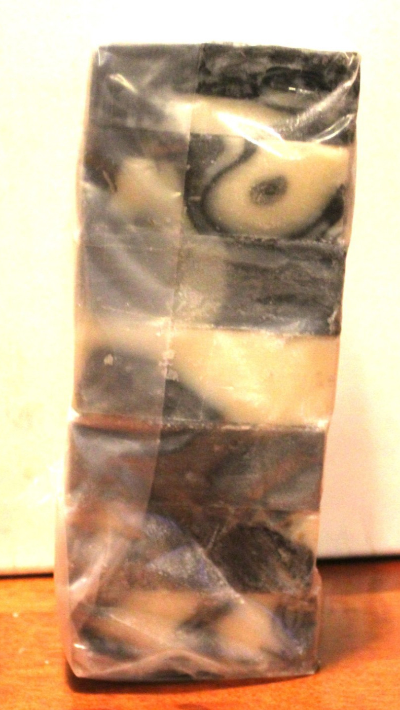 Black Forest Cold Processed handmade soap loaf, 7 precut bars