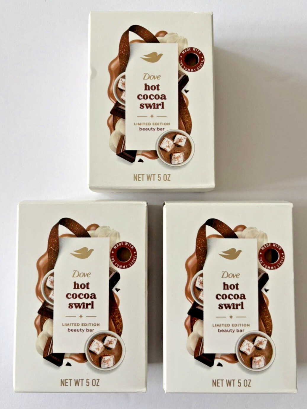 (3 LOT) Dove Beauty Bar Soap HOT COCOA SWIRL Limited Edition Christmas (5oz)