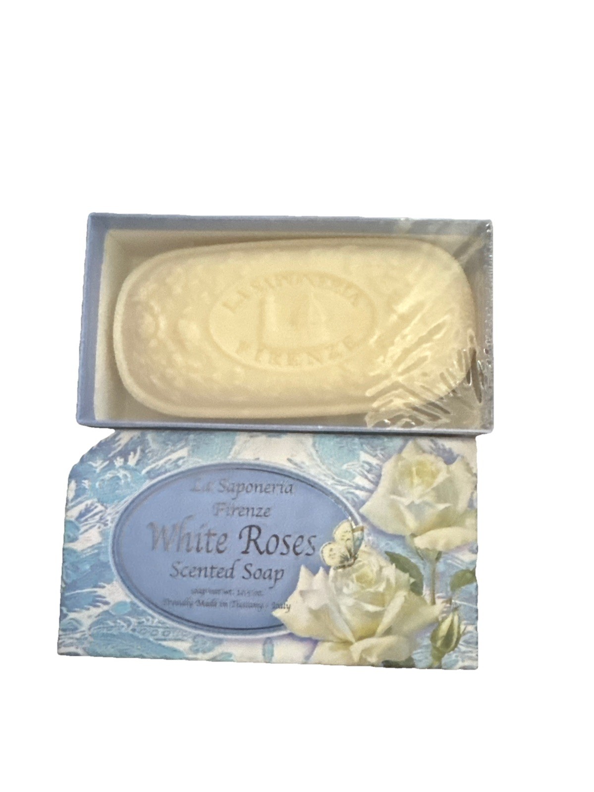 La Saponeria Firenze WHITE ROSES Scented Tuscan Italian Soap Large Bar 10.5