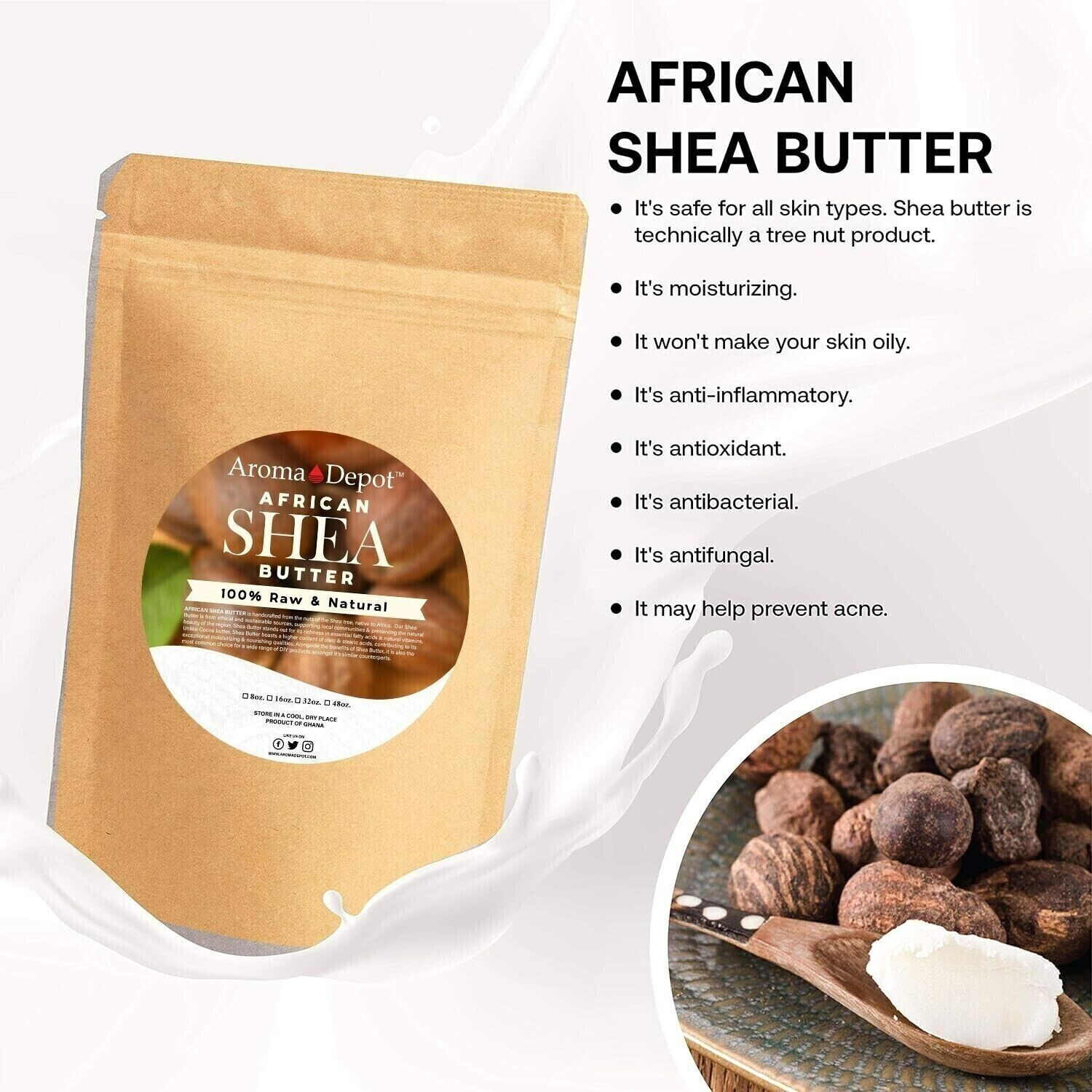 African Shea Butter 1 lb. Raw Black Soap Bar or Paste Natural COMBO PACK