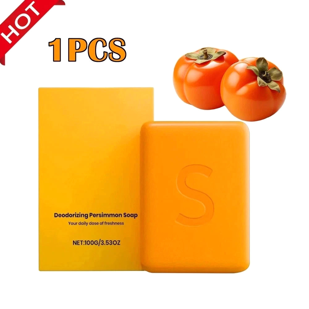 Swarva Persimmon Soap Bar Body Odor Control Deodorant Soap for Men&Women