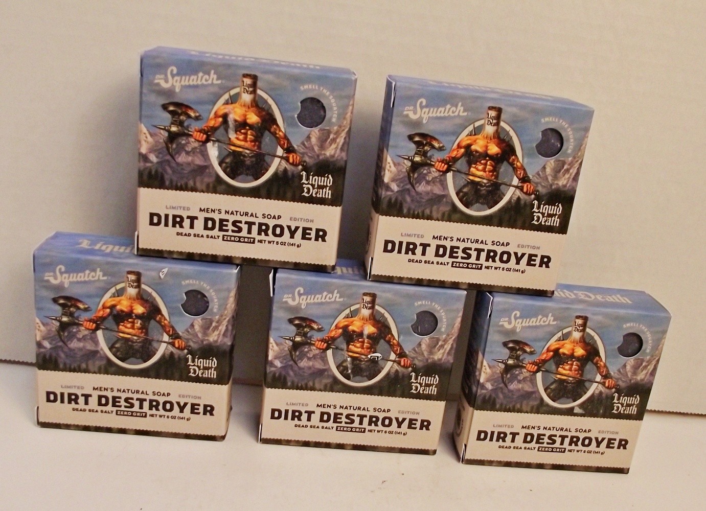 DR SQUATCH Dirt Destroyer Men’s Natural Soap Liquid Death 5 New Bars Ltd Ed