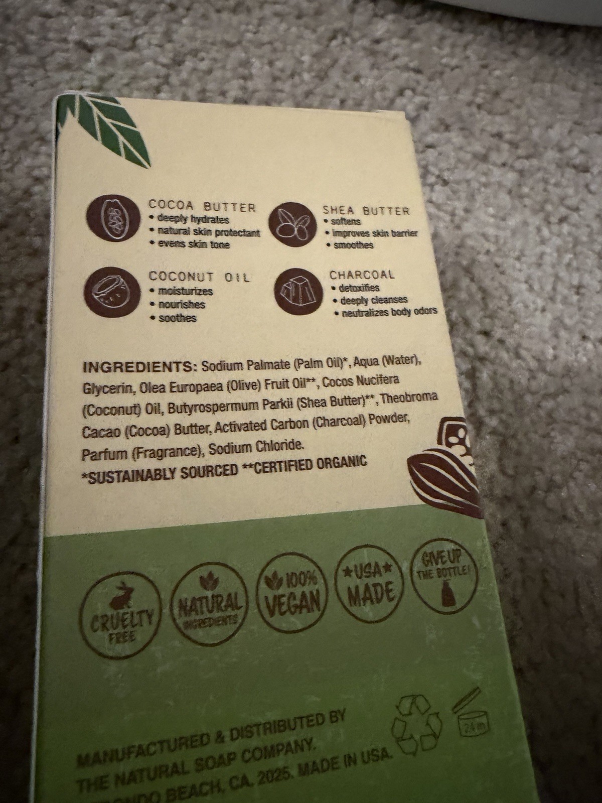 2xThe Natural Soap Company African Black All Natural Bar Soap Vegan Cruelty Free
