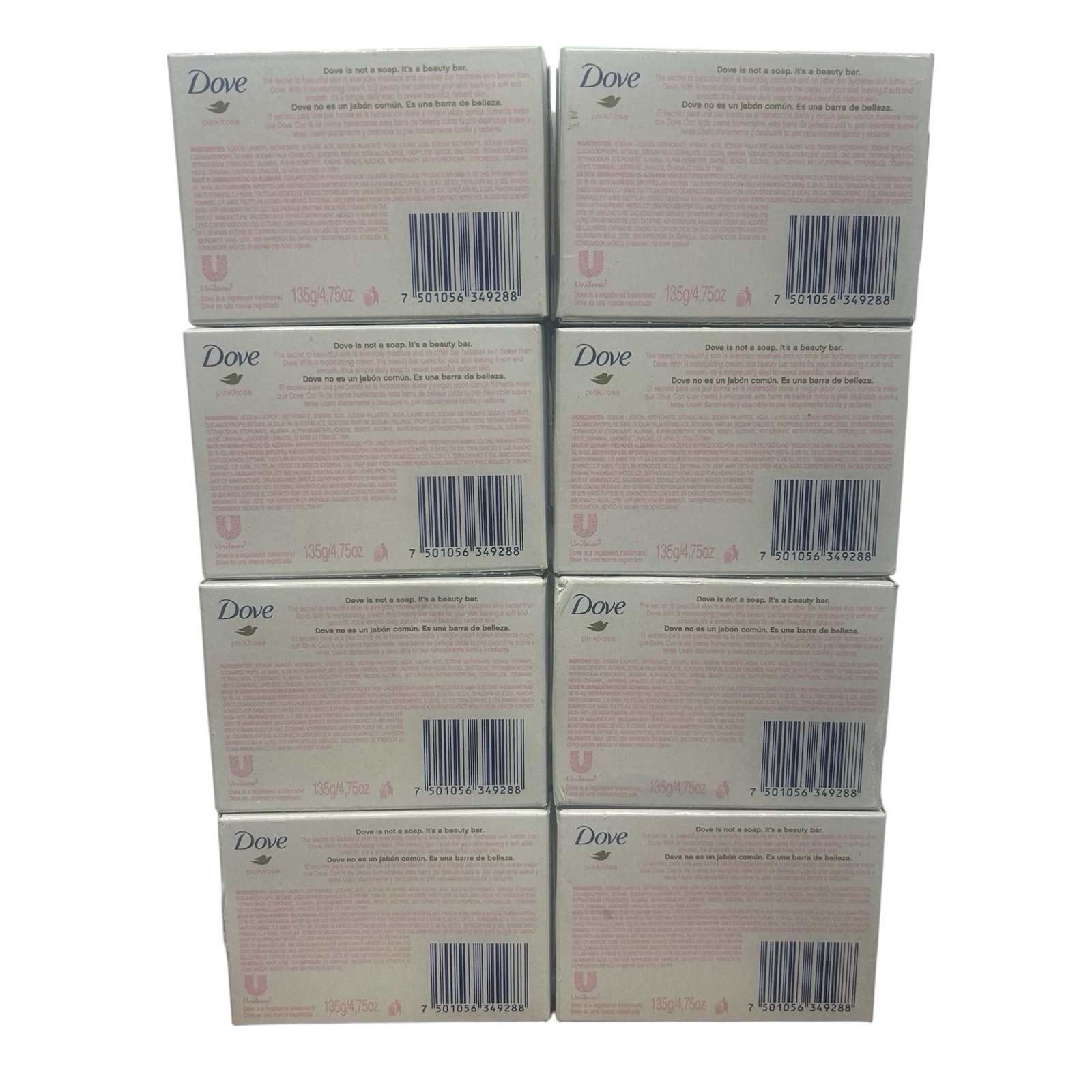 Dove Beauty Bar Pink Rosa 4.75oz 8 Pack Moisturizing Cream Gentle Cleansing EXP