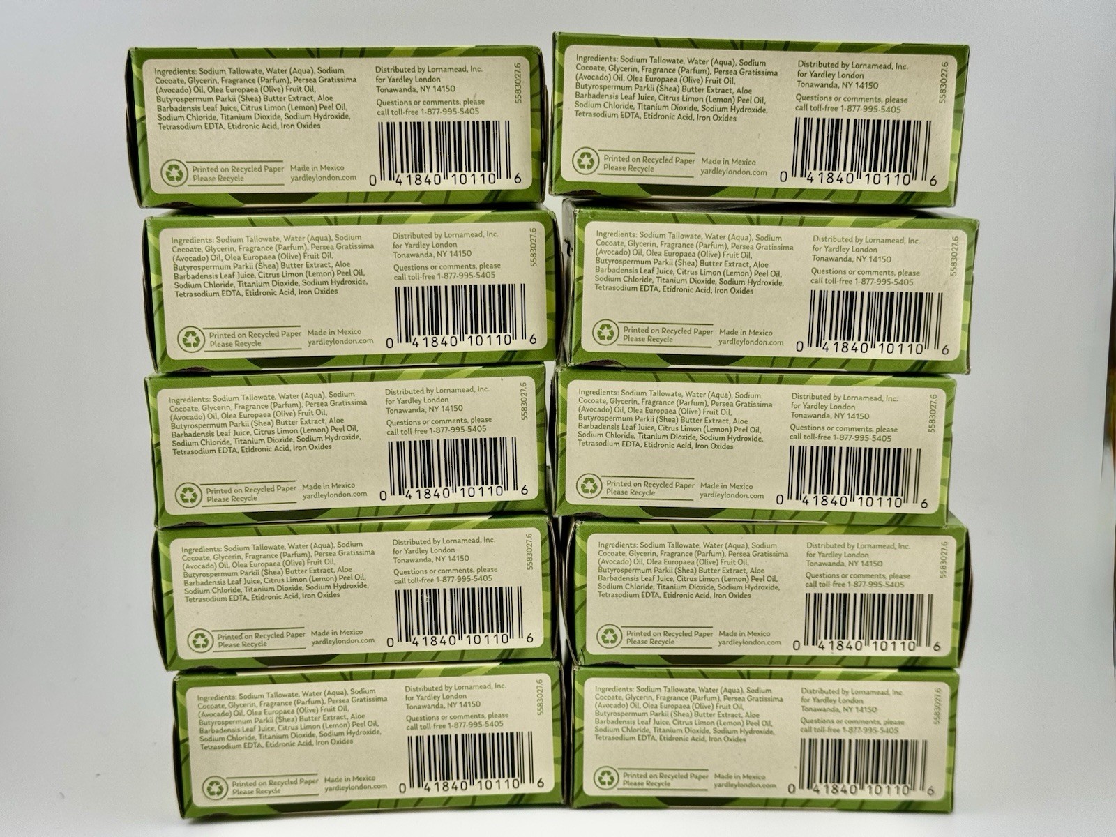 Yardley London Aloe & Avocado Nourishing Bath Bar Soap 4oz X 10 Bars