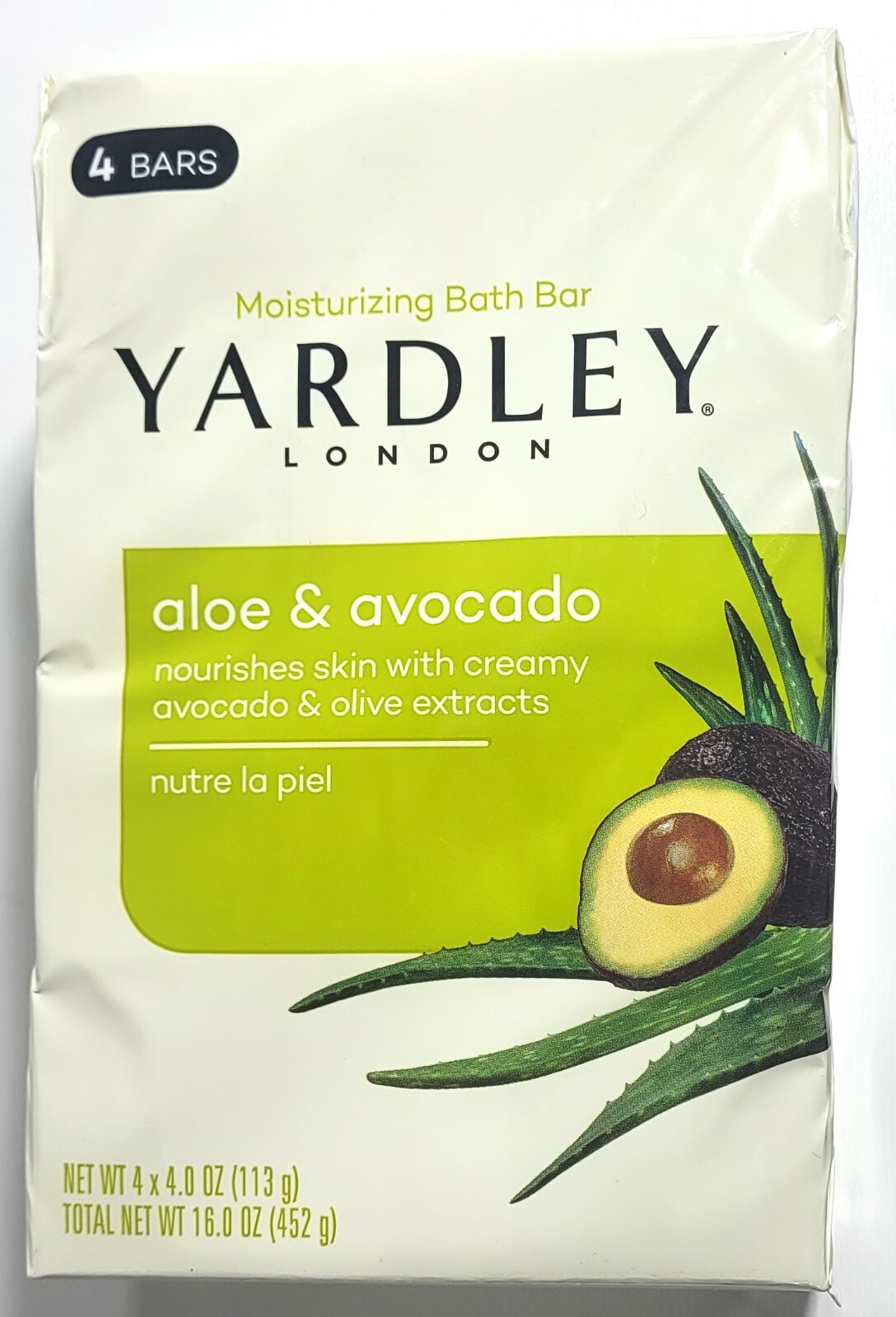4 Pack Yardley London Aloe & Avocado Natural Moisturizing Bath Bar – 4 oz Ea