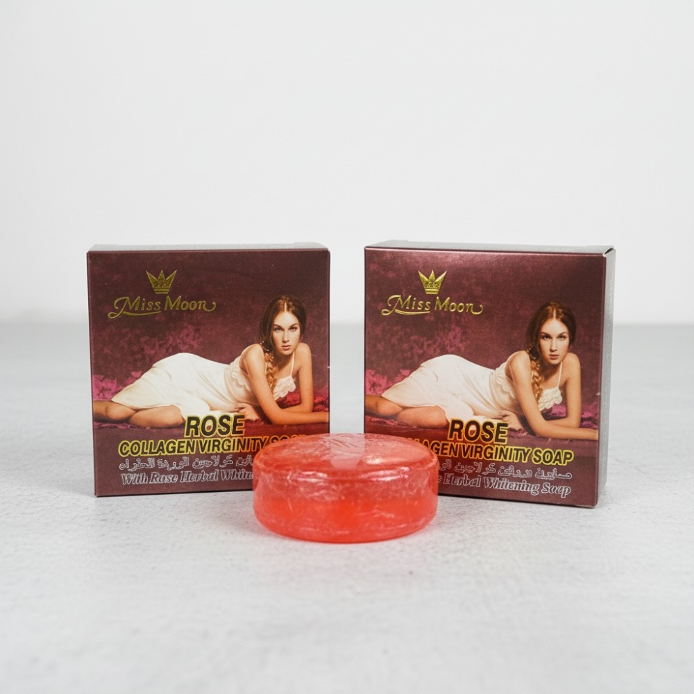2 Pack Miss Moon Rose Collagen Virginity Soap Whitening Herbal Skin Tightening